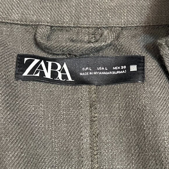 Zara Women's Jacket Button Size Large Utility Jacket Dark Green - Picture 8 of 10